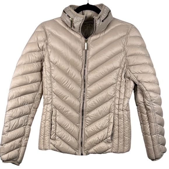Michael Kors Packable Down Fill Light Beige/Tan Puffer Jacket Women's Size Small - Picture 1 of 8